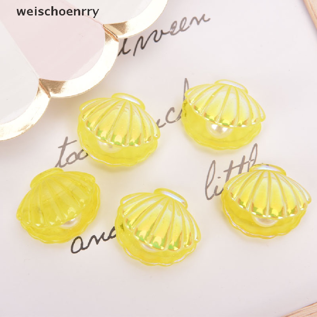 Set 5 Vỏ Ngọc Trai Bằng Nhựa Resin Dễ Thương Dùng Trang Trí DIY