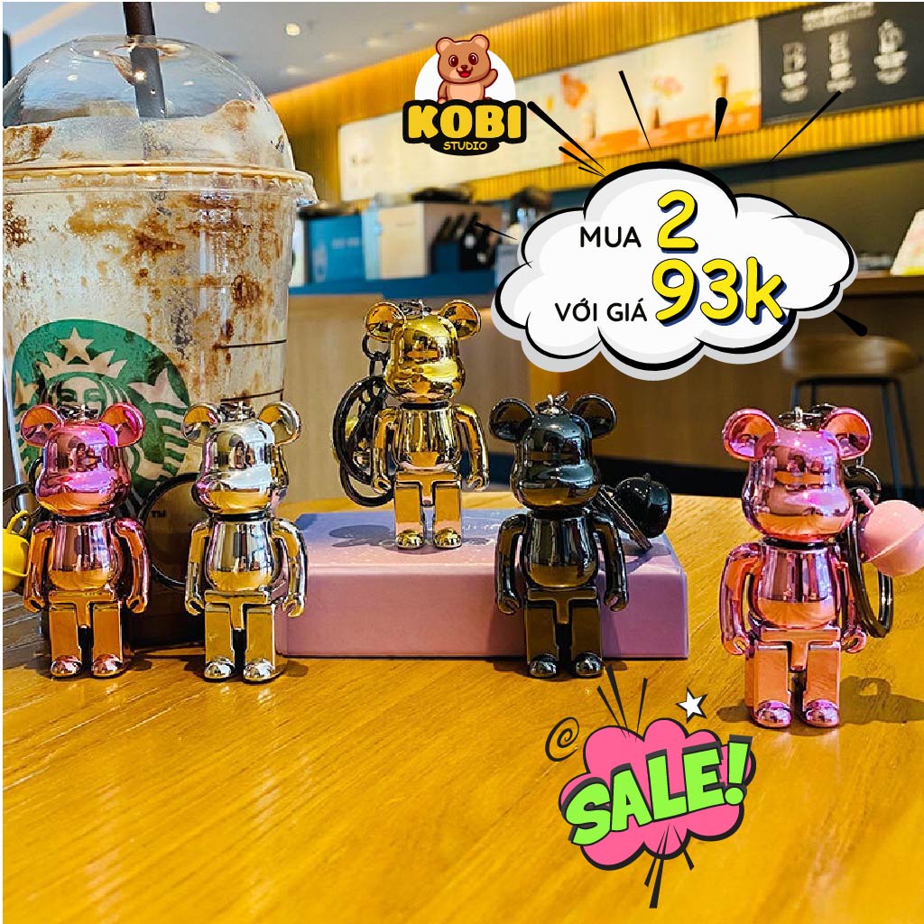 Móc Khoá Bearbrick KOBI Cao Cấp, Móc Khóa Phụ Kiện Túi Xách Gấu Đặc Dây Lấp Lánh Hàn Quốc đủ màu sắc hot trend Tiktok