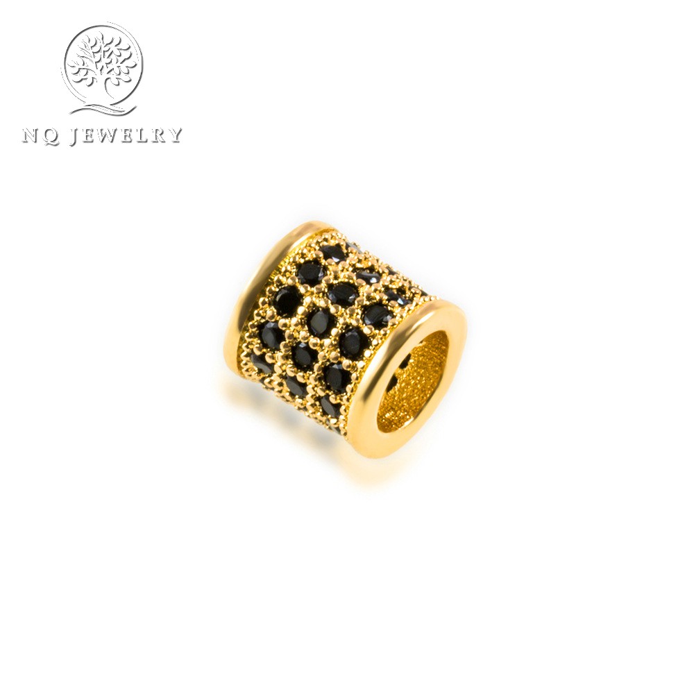 Charm hợp kim đính đá hình trụ tròn xỏ ngang - NQ Jewelry