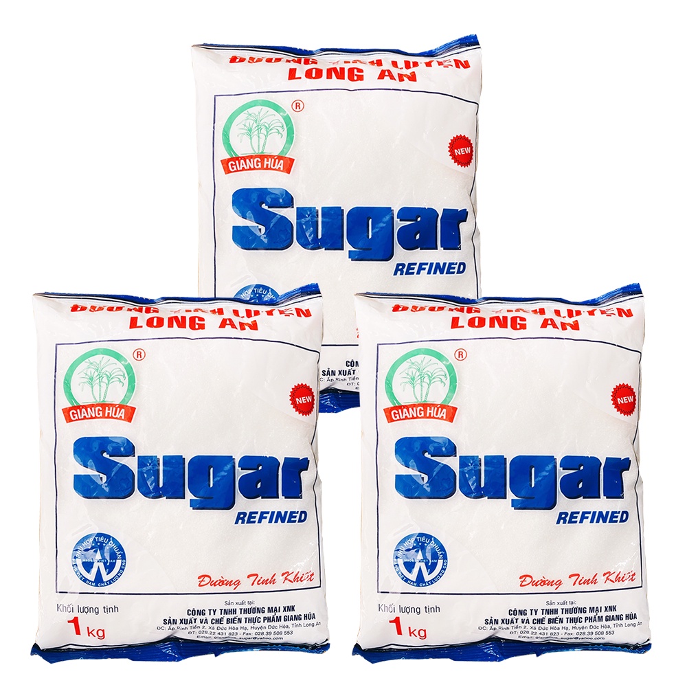 Combo 4 bịch đường cát trắng tinh luyện Long An - Giang Húa -