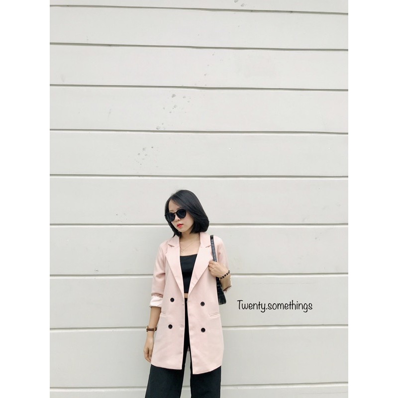 ÁO BLAZER BEIGE 2 LỚP STYLE ULZZANG HÀN QUỐC p