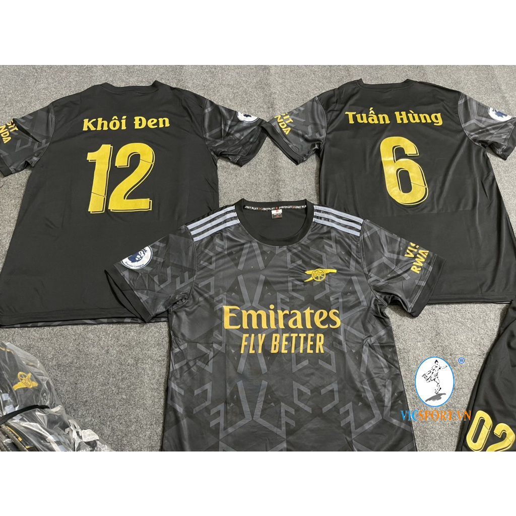 Áo Bóng Đá, Quần Áo Đá Banh CLB Arsenal Đen mùa 2022-2023 Thun Lạnh - Vicsport