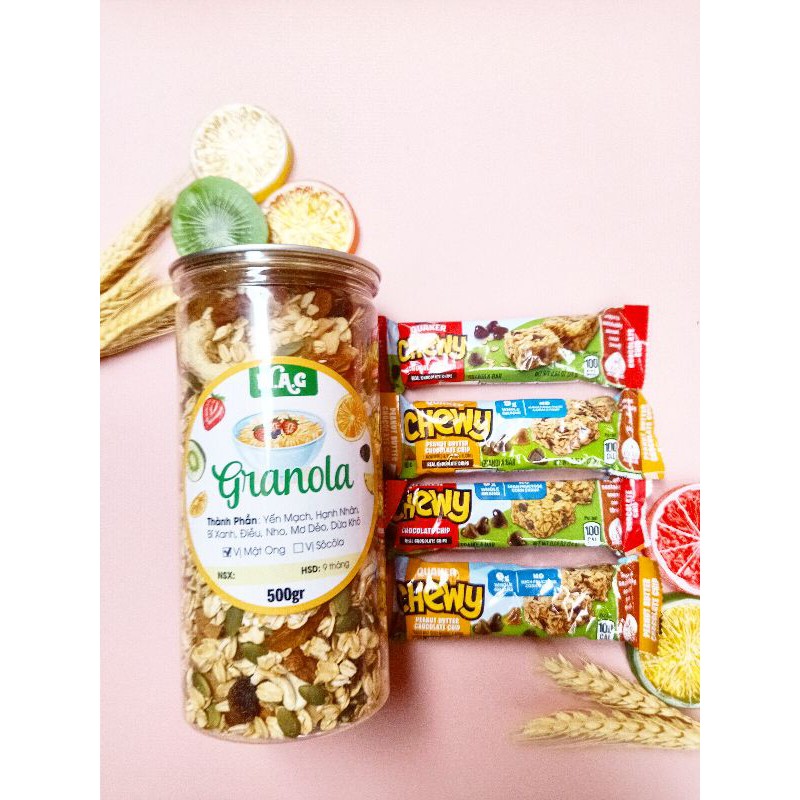Granola 2 Vị (cao cấp), ngũ cốc ăn kiêng nhiều hạt (500gr) (70%hạt + 30% yến mạch) | BigBuy360 - bigbuy360.vn