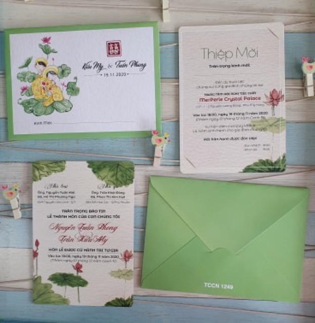 Rẻ vô địch thiệp cưới thiết kế in tên, ảnh ngoài phong bì