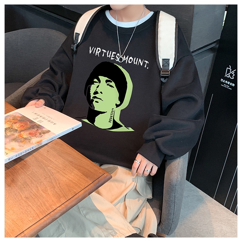 Áo sweater cặp đôi IFNICEFUTURE tay dài cổ tròn dáng rộng thoải mái linh hoạt phong cách Hồng Kông