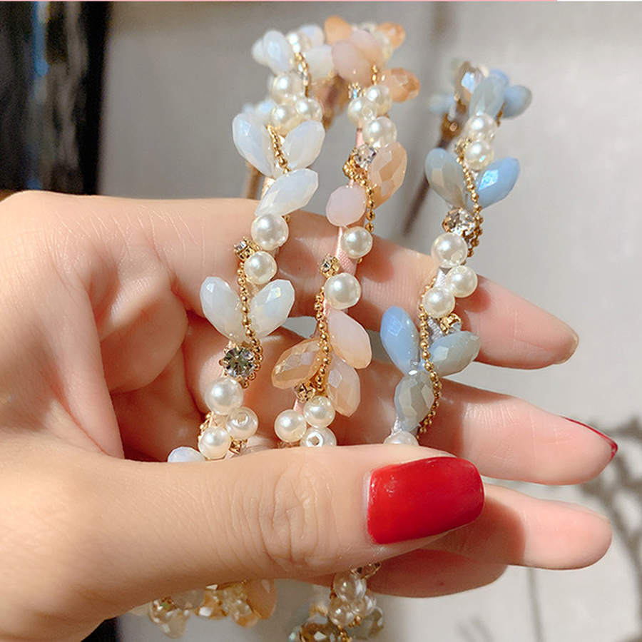 Băng Đô Đính Đá Ngọc Trai Nhân Tạo Phong Cách Hàn Quốc