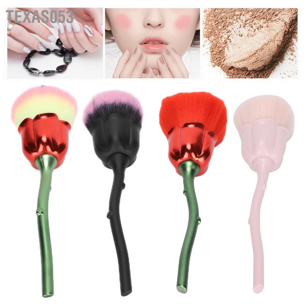 Texas053 Bàn chải Bụi móng tay Hình hoa hồng Thanh lịch Làm sạch Loại bỏ Trang điểm Lỏng Phấn má đánh