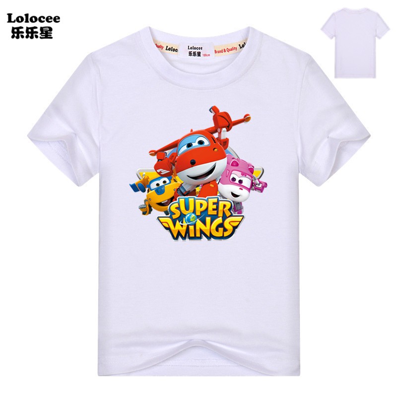 Áo thun tay ngắn hoạt hình Super Wings cho bé trai