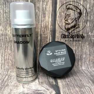 COMBO Gôm Xịt Tóc Butterfly 150ml + Sáp Vuốt Tóc StyLing Mud D