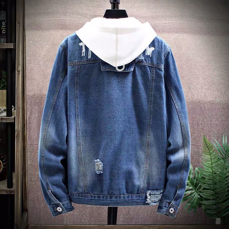 Áo Khoác Jean Nam - Aó Bò Nam Màu Xanh Phối Thêu Chữ NO07  Có Cổ Siêu Bền Đẹp | BigBuy360 - bigbuy360.vn