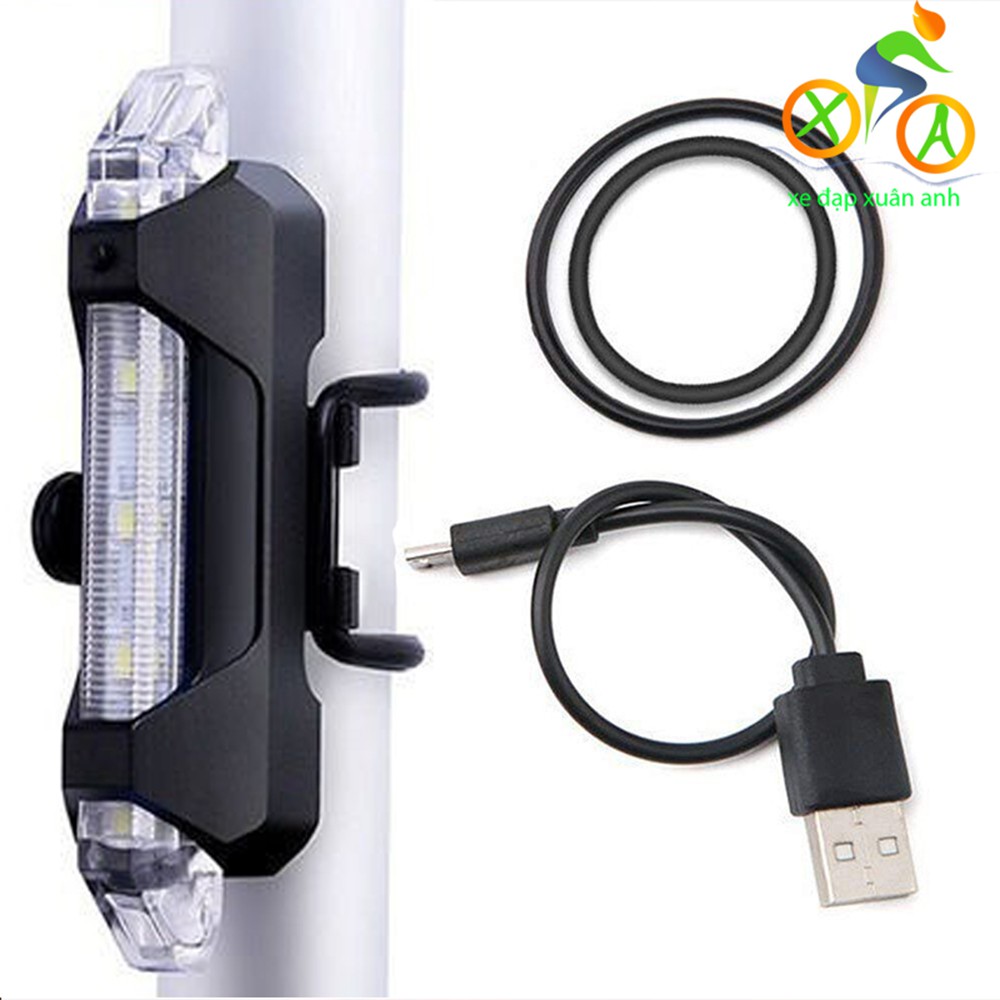 [Siêu Rẻ- Free Ship] Đèn LED báo tín hiệu gắn xe đạp chống nước sạc USB