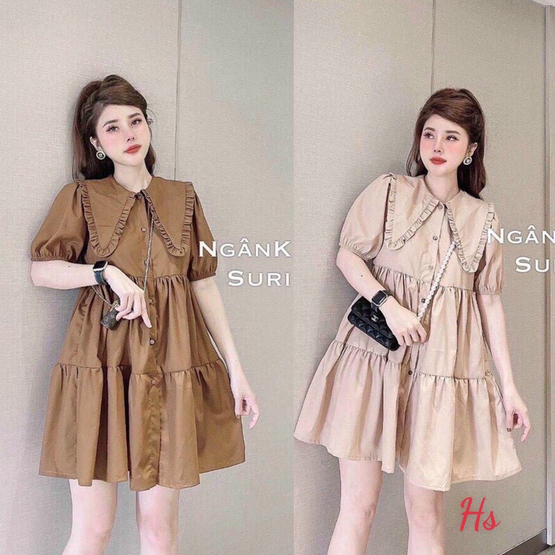 Đầm babydoll🍉Váy Babydoll Cổ Bèo Tay Phồng 3 Tầng Dễ Thương🍉Váy nữ,váy suông dáng sang chảnh mặc lên tôn dáng 2màu xinh | BigBuy360 - bigbuy360.vn