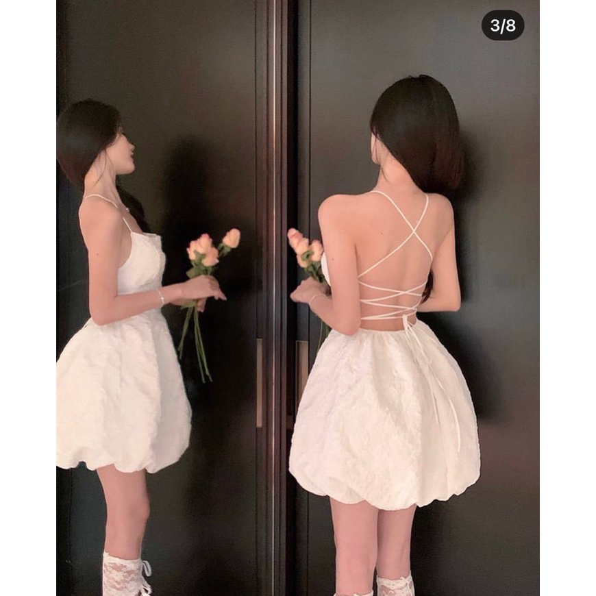 ĐẦM TRẮNG DỰ TIỆC XỐP ĐAN LƯNG - ĐẦM DỰ TIỆC ĐI CHƠI - SEXY KHOE BODY CHO CÁC NÀNG