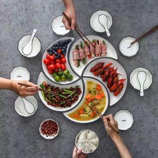 Bố đĩa sứ mặt trăng 5 đĩa