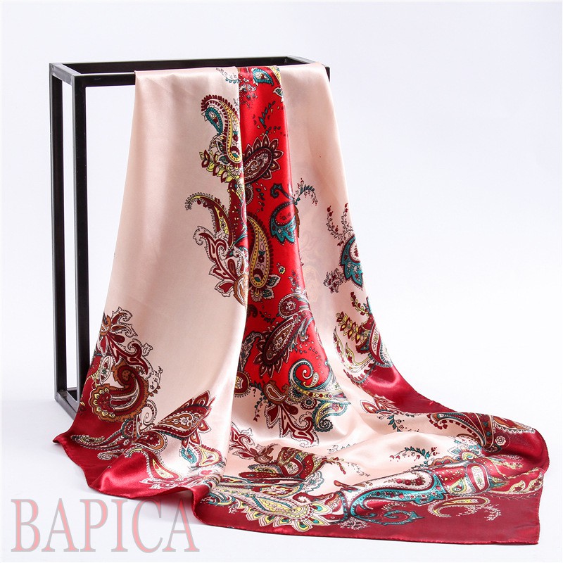 Khăn bandana lụa vuông làm áo turban đội đầu , khăn bandana choàng cổ nữ C3