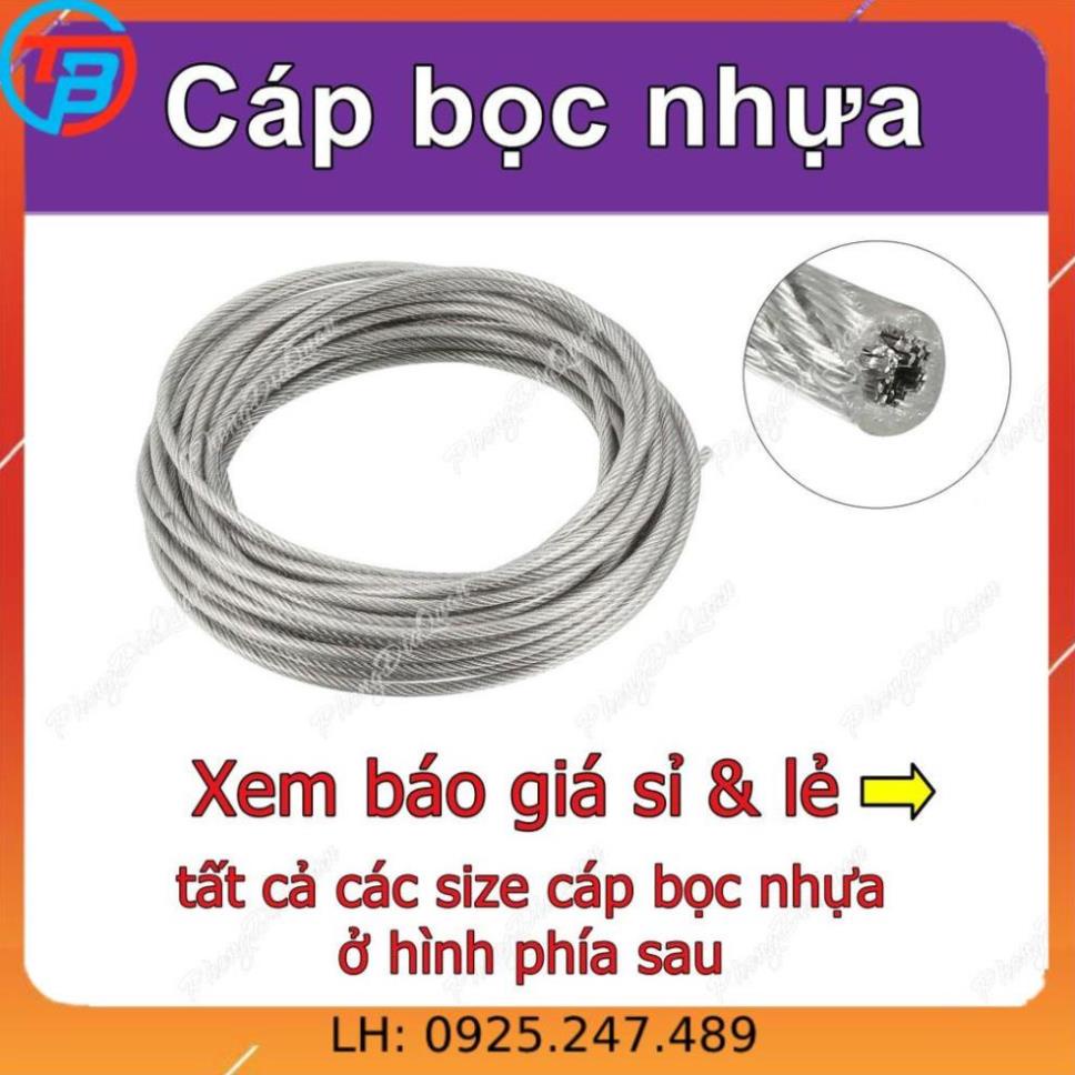 Cáp bọc nhựa (cáp thép bọc nhựa) cuộn 100 mét - Size 8 ly, 10 ly THAIBINHVINA