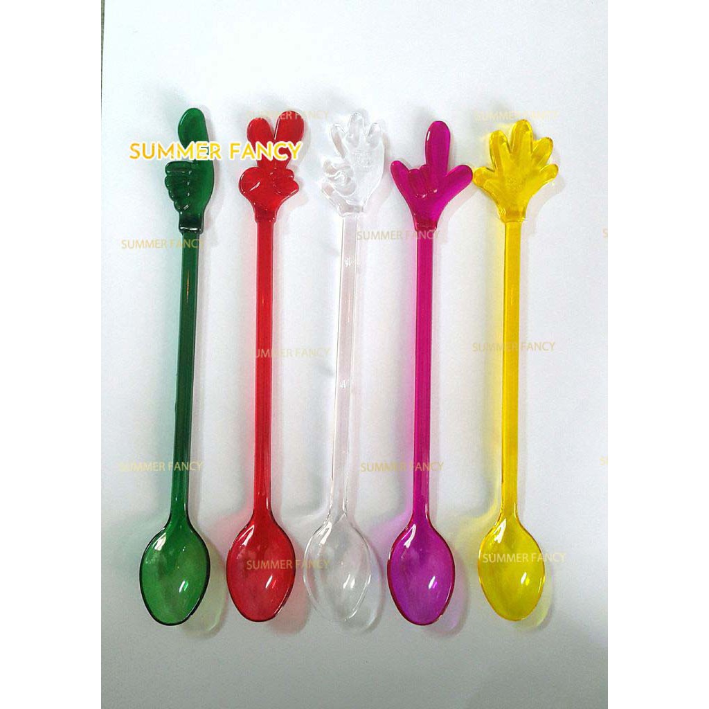 5 muỗng khuấy 20cm hình bàn tay 5 kiểu đủ màu  nhà hàng quán bar cocktail sinh tố trà sữa- spoon