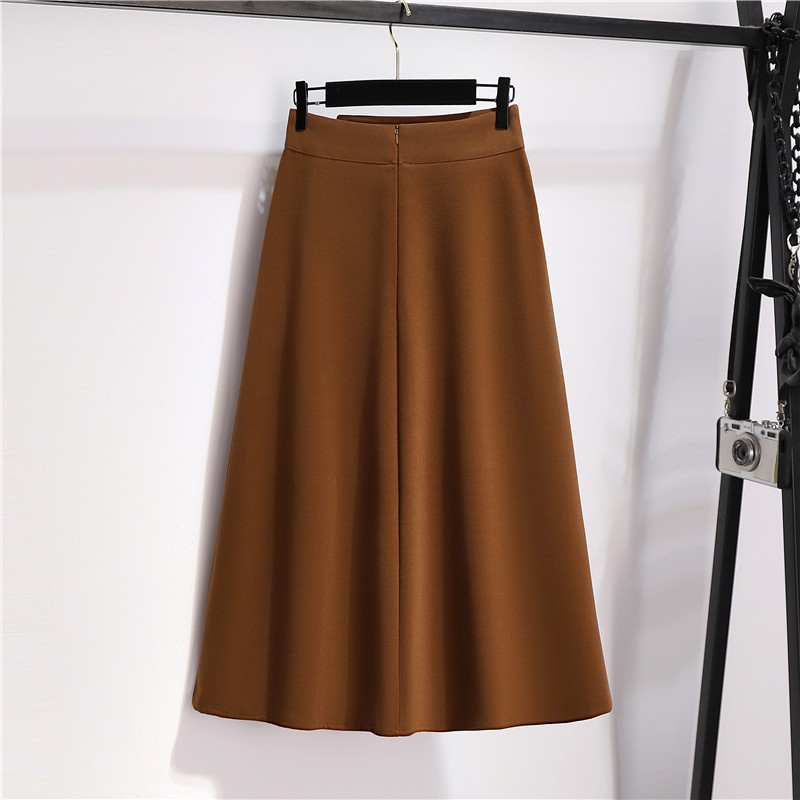 Chân váy xòe dáng dài trẻ trung lưng cao chân váy công sở hàn quốc, xòe 6 mảnh vạt bụng 3 cúc d68cm