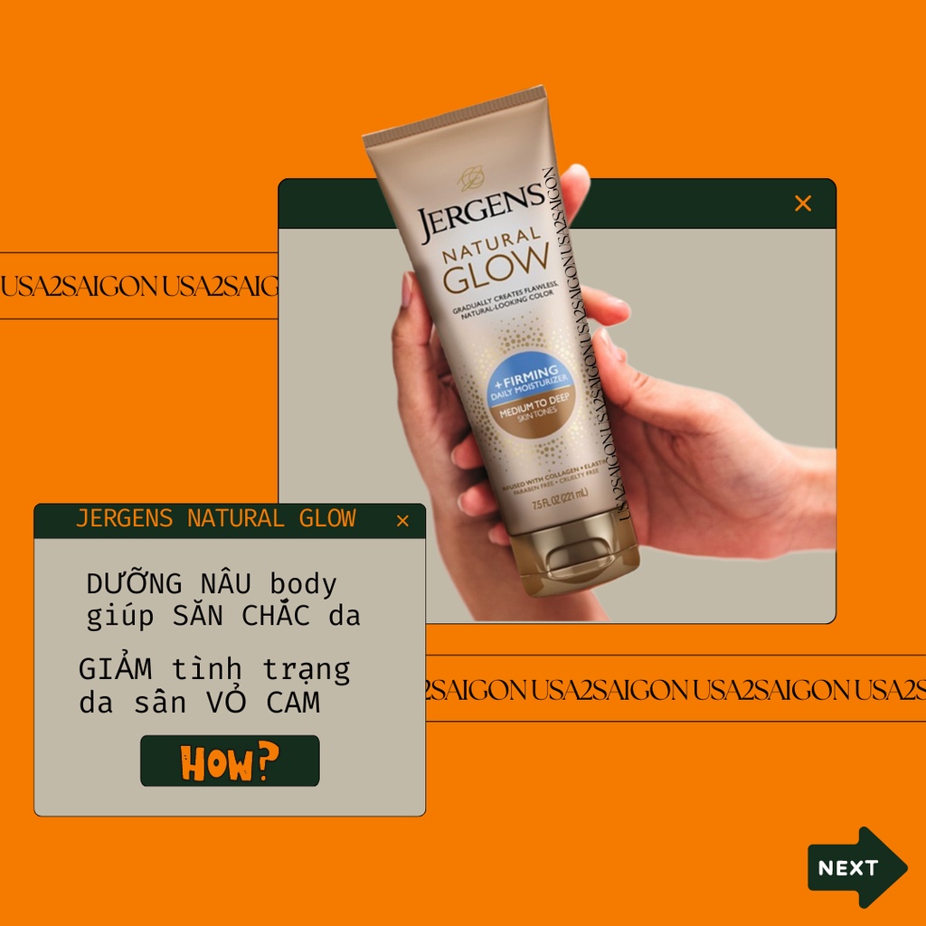 Dưỡng nâu săn chắc da gradual tanning lotion JERGENS® Natural Glow® +FIRMING Daily Moisturize