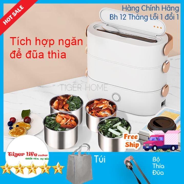 Hộp Cơm Hâm Nóng Tích hợp Ngăn đựng Đũa, Thìa 2- 4 Bát Inox, Giữ Nhiệt, Hâm Nóng Và Nấu Chín Thức ăn Tặng Full đồ | BigBuy360 - bigbuy360.vn