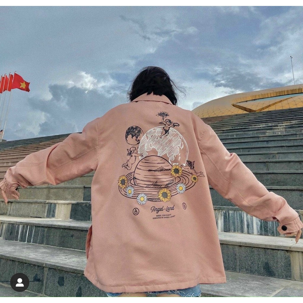 Áo khoác dù ANGED LAND kiểu Sơ Mi nam nữ form rộng Unisex 2 lớp Chống Nắng Siêu Hot ulzzang Jacket Bomber Guvia