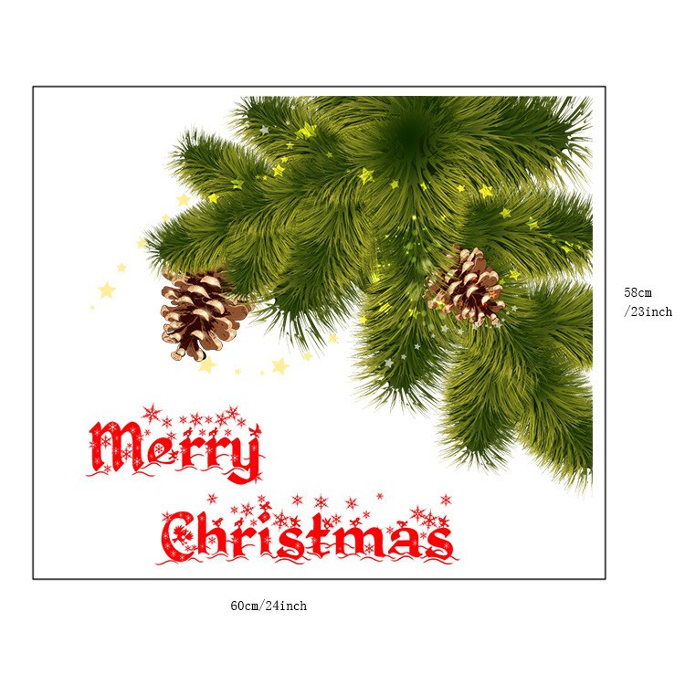 Decal dán kính Cao Cấp - Trái Thông chúc lễ Merry Chrismas ( 60x58 )