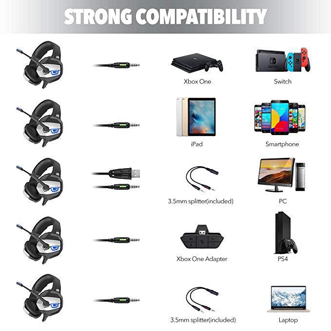 ONIKUMA K5 Stereo Gaming Headset Surround Sound Mic Headphones Computer Headset
