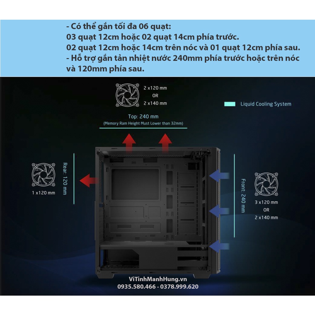 Vỏ case Xigmatek Mercury, E-ATX, USB 3.0, kiếng cường lực hông.