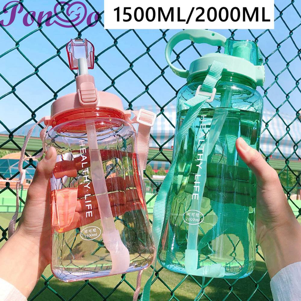 Bình Nước Thể Thao Dung Tích 2000ml Kèm Ống Hút Tiện Dụng