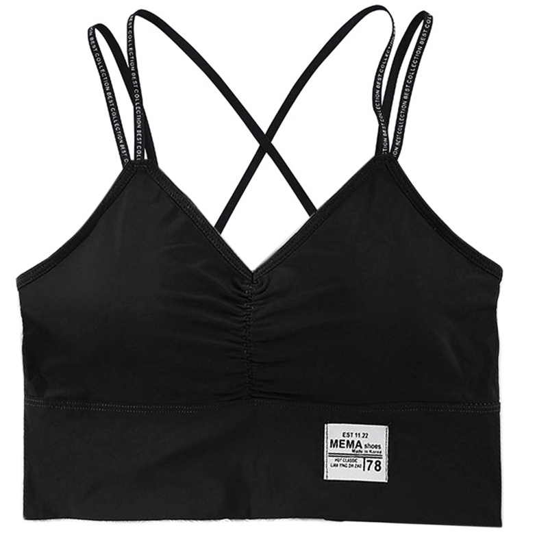Brroa Áo Ngực Thể Thao Hai Dây Có Mút Đệm Cổ Chữ V In Chữ Thời Trang Quyến Rũ Cho Nữ