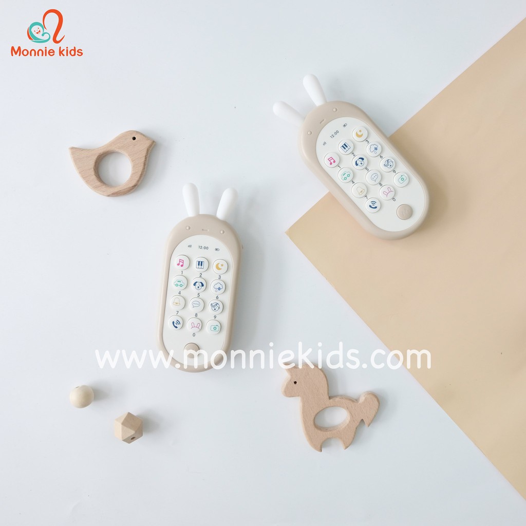 Điện thoại thông tinh Haave Bricks cho bé, đồ chơi trí tuệ hình tai thỏ - Monnie Kids