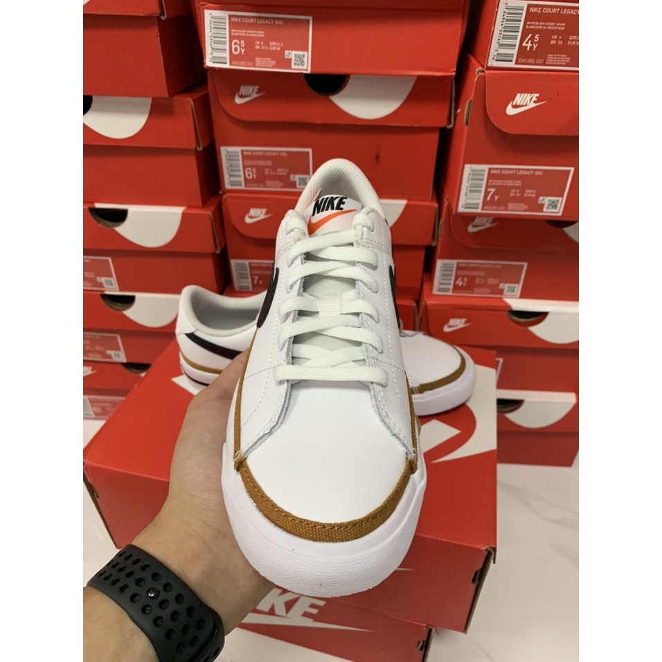 Giày Sneaker Nam Nữ Court Legacy GS White Black Desert Ochre - DeeStore