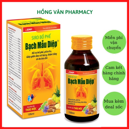 Siro Ho BẠCH MẪU DIỆP, hỗ trợ bổ phế, giảm ho, giúp giảm rát họng khản tiếng do ho kéo dài