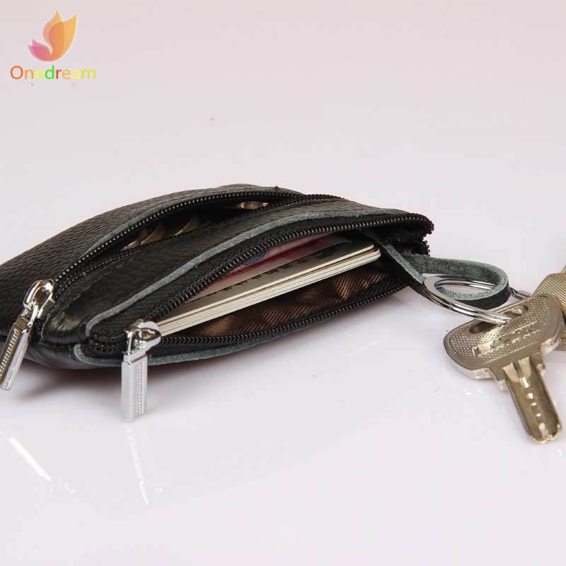 Ví da mini gắn móc khóa thanh lịch cho nữ
