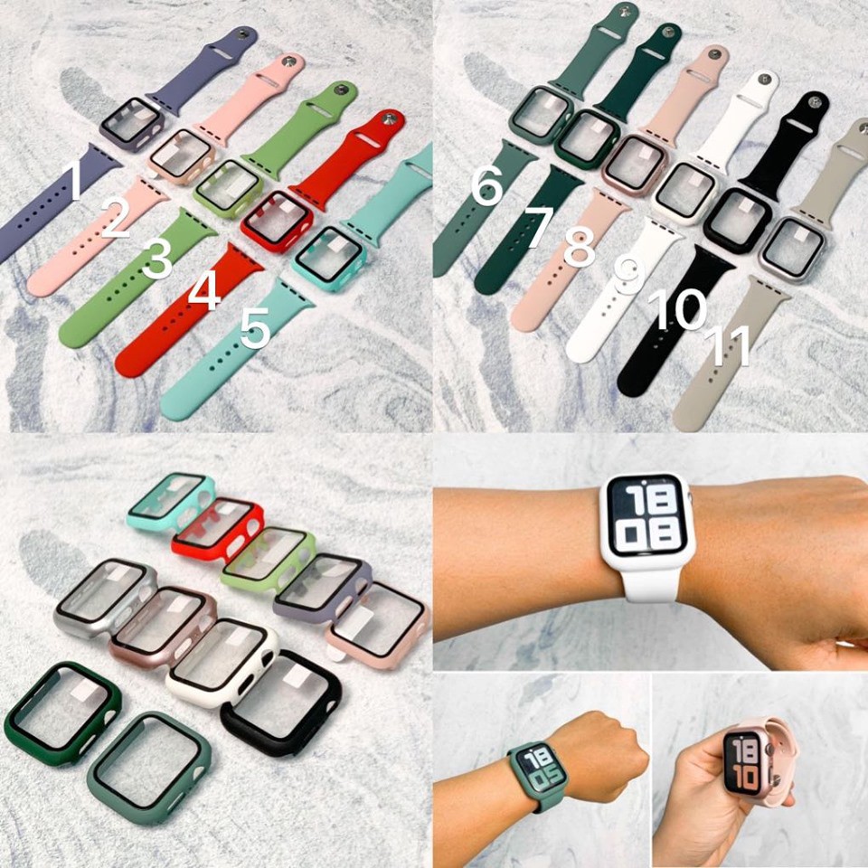 Combo dây cao su và ốp viền full mặt dành cho Apple Watch - Phụ kiện Hoàng Long