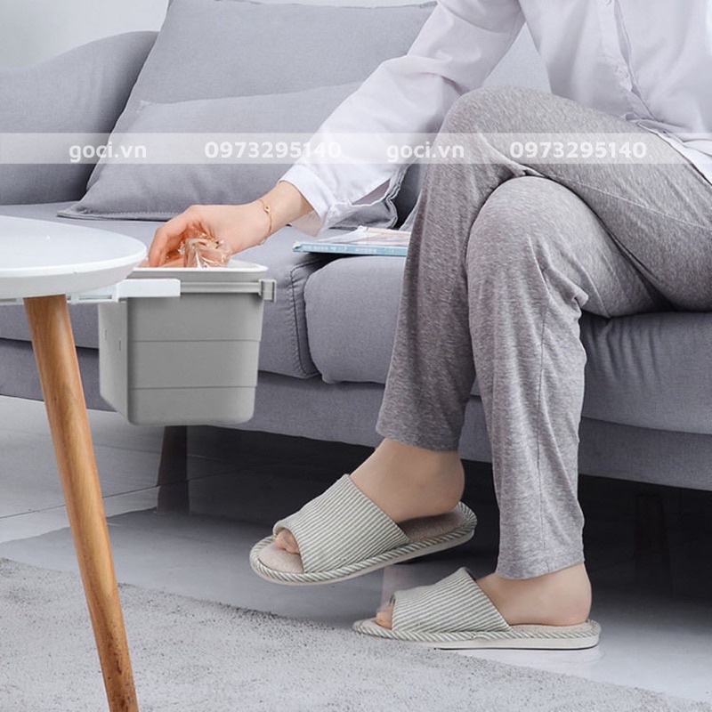 Thùng đựng rác thông minh để ẩn dưới mặt bàn, hộp đựng rác đa năng có ngăn kéo