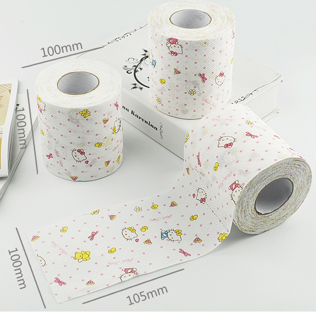 Khăn giấy / Giấy vệ sinh cuộn in hình Hello Kitty/ giấy thấm dầu  - Khăn lau nhà bếp Hello Kitty
