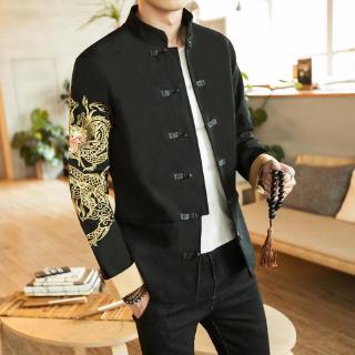 Áo khoác tay ngắn thêu họa tiết kiểu trung hoa cá tính cho nam