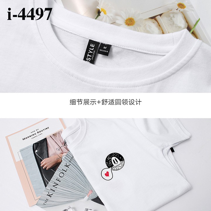 I4497 Áo Thun Unisex Nữ In Hình Con Ma Trái Tim Giá Rẻ