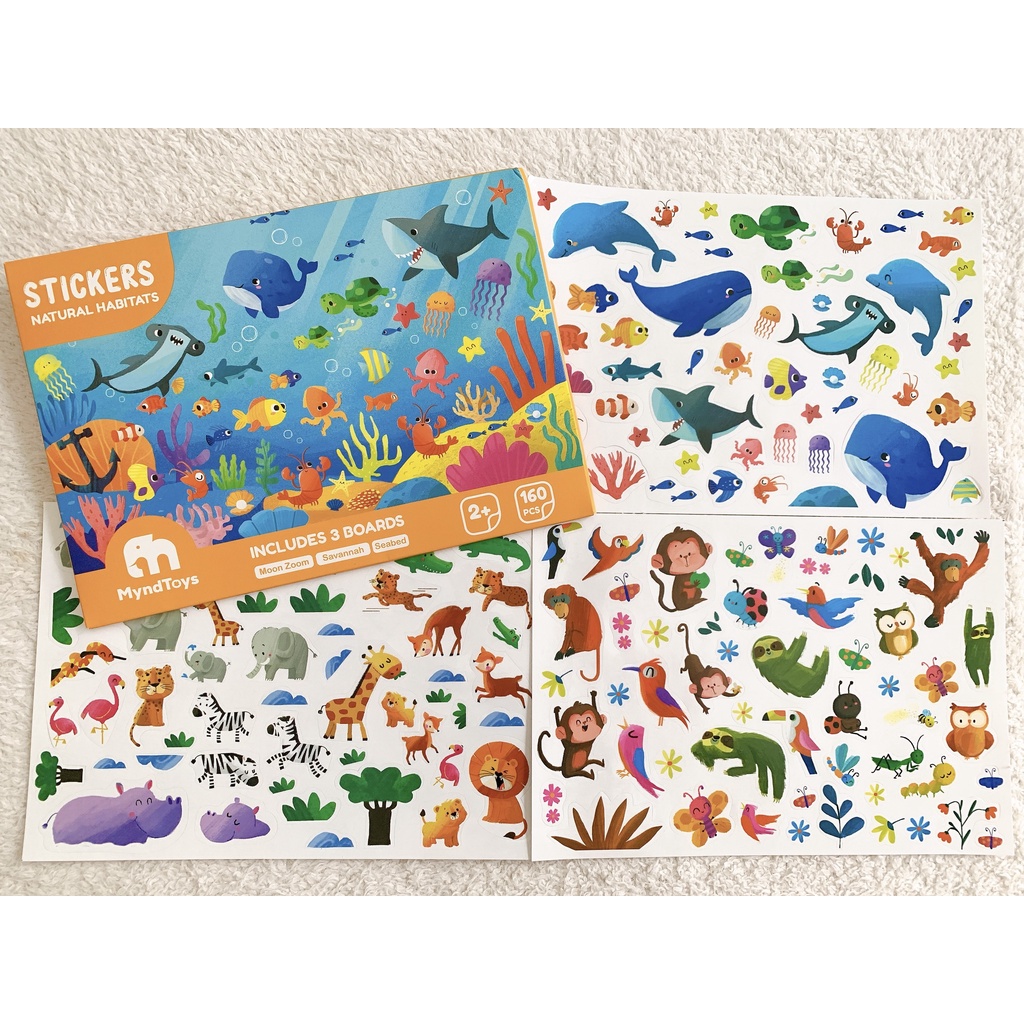 Bộ Miếng Dán Stickers Dành Cho Các Bé Trên 2 Tuổi Gồm 03 Chủ Đề và 160 Miếng Dán-Sticker Natural Habitats MyndToys