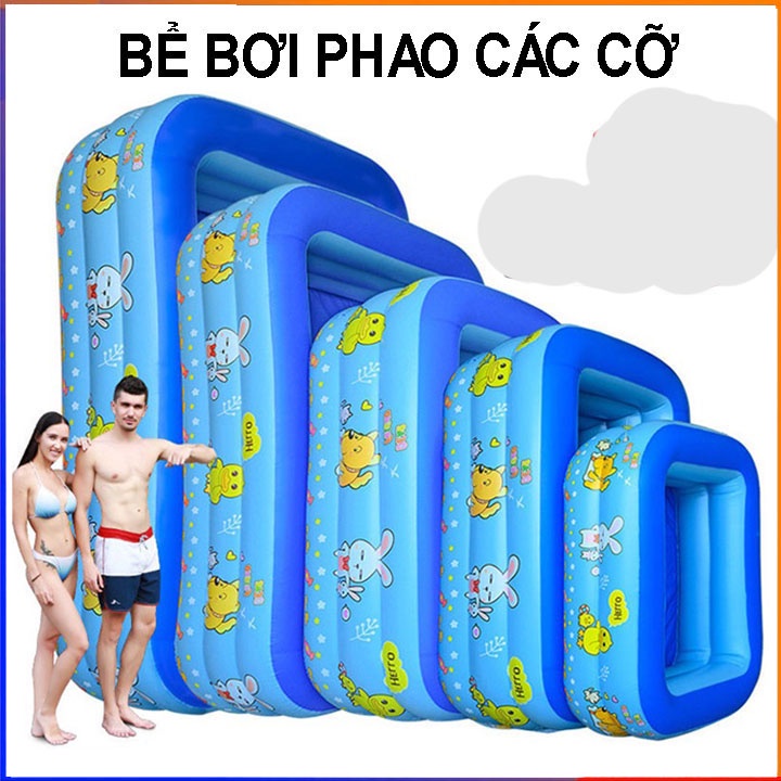 Bể phao bơi bơm hơi chữ nhật 2 tầng 3 tầng cho bé yêu