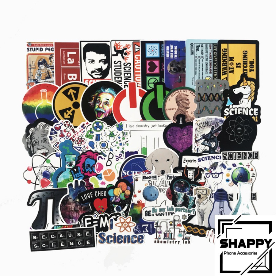 Sticker Dán Khoa Học PVC Chống Thấm Nước | Dán Laptop - Dán Nón Bảo Hiểm - Dán Xe - Dán Vali [Shappy Shop]