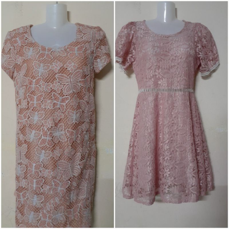 Đầm ren hồng xòe dễ thương size M 2 lớp