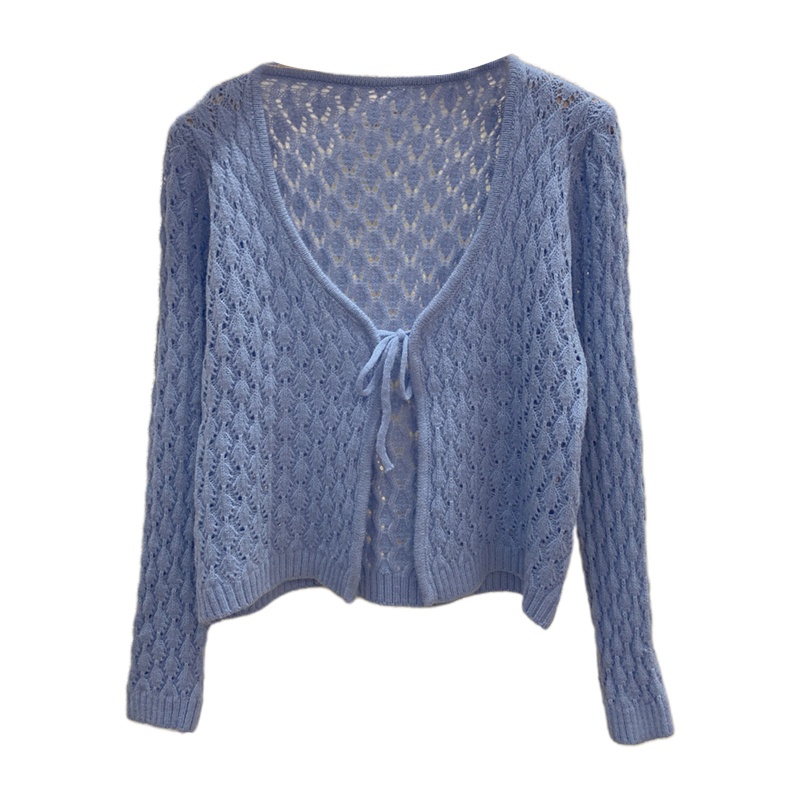 Áo Khoác Cardigan Dệt Kim Tay Dài Thắt Cà Vạt Trước Dễ Phối Đồ Thời Trang Cho Bạn Gái