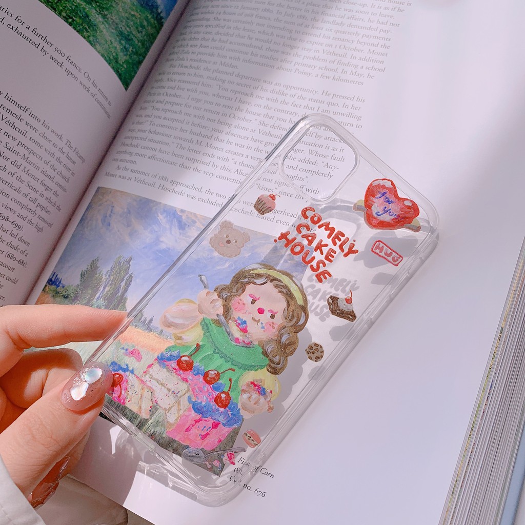 Ốp lưng iphone - Ốp silicon dẻo trong suốt Girl cake dành cho iphone 6 đến 14promax - t66