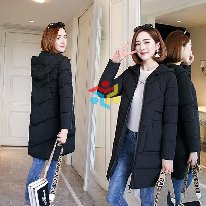 Áo khoác phao cotton dáng dài có đệm cotton dày dặn giữ ấm mùa thu đông phong cách Hàn Quốc hàng mới dành cho bạn nữ 2021