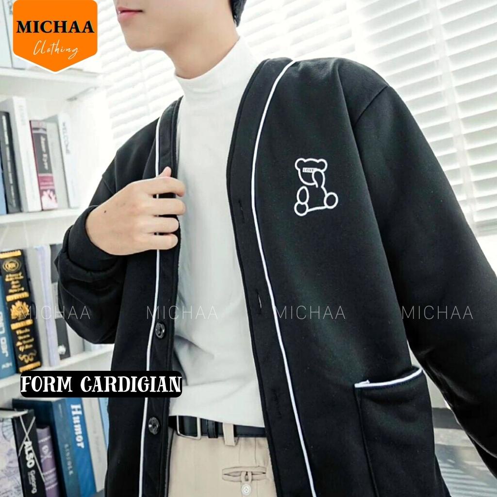 Áo Khoác Nỉ Cardigan GẤU LOVE Nam Nữ Ulzzang Unisex Kiểu Form Rộng Hình In - MICHAA