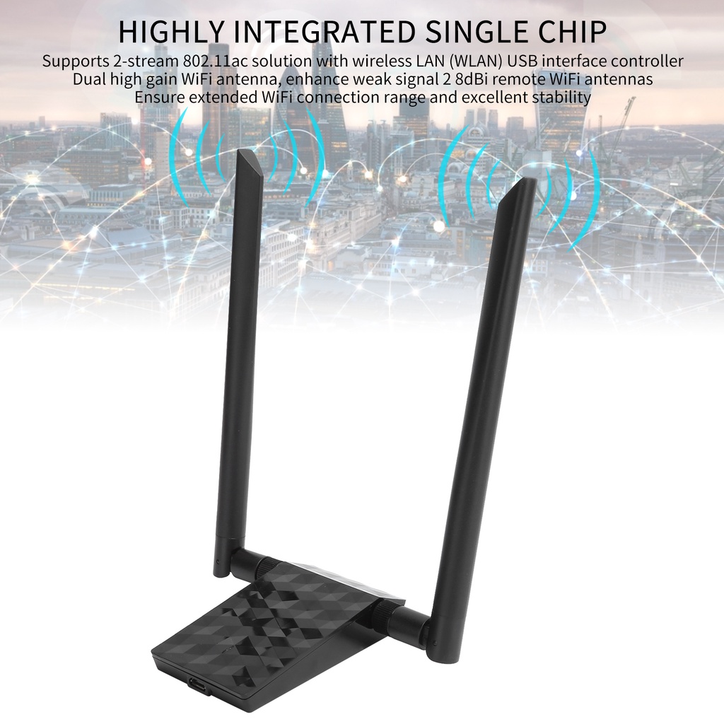 [1BUY]Usb Wlan 802.11ac 2 / 1200mbps Cho Kali Linux Windows Xp 7 8 10 Rtl8812Au