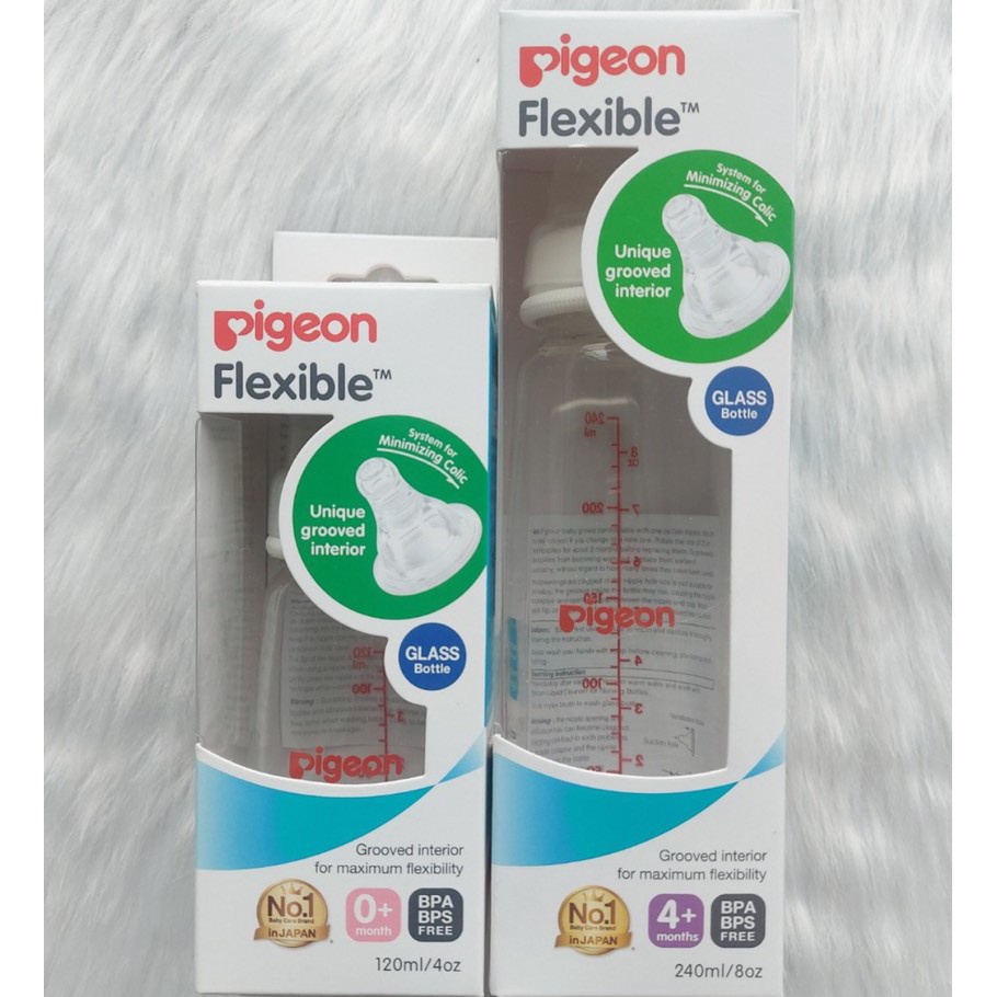 Bình sữa thủy tinh cổ hẹp Pigeon 120ml/ 240ml