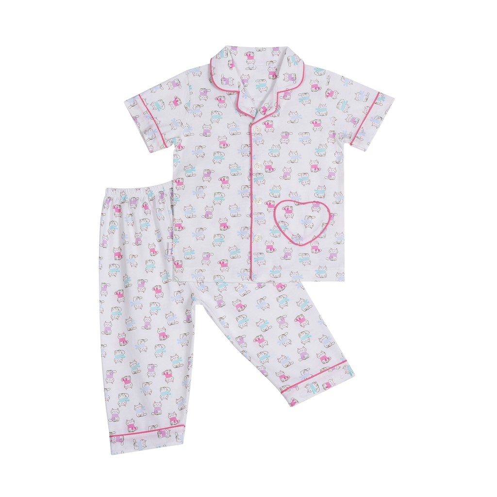 Bộ pyjamas tay ngắn bé gái 1149- HELLO BB